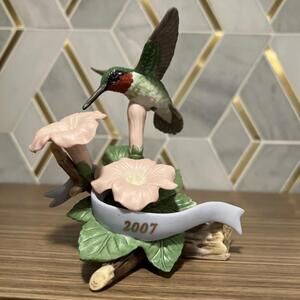 Lenox Hummingbird Bird Green 2007 Porcelain w/ COA Spring Fairy Cottage Hummer